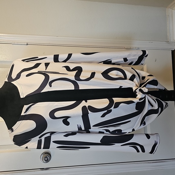 NWOT Women's Geometric Open Front Bold Lightweight Unique Long Cardigan XL - Picture 6 of 14